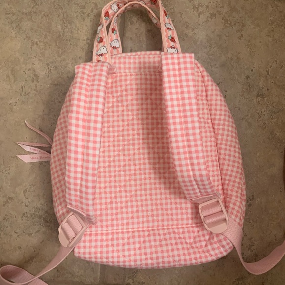 Hello Kitty Vera Bradley Backpack Strawberry and Pink Gingham Print NWOT - Picture 3 of 3